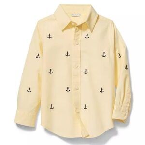 Janie & Jack Boy’s Anchor Oxford Shirt Meringue Yellow Size 18-24 Months